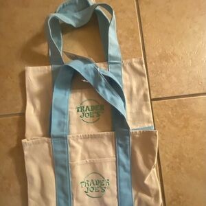 Trader Joe's Canvas Tote Bag with Pastel Straps